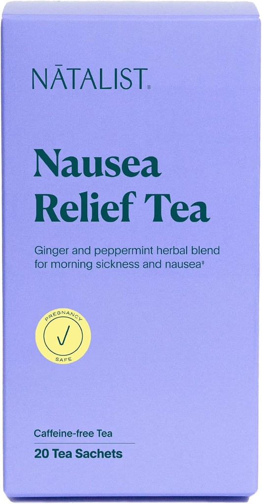 NATALIST Nausea Relief Tea Ease Pregnancy Morning Sickness Calming Plant-Based Comfort Blend for Women - Digestive Soothing Organic Ginger & Peppermint - Vegan, Gluten-Free, Caffeine-Free - 20 Bags