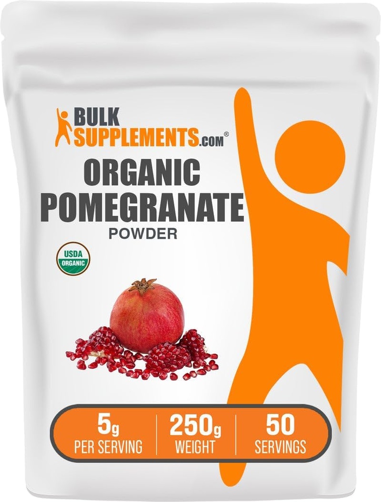 BulkSupplements.com Organic Pomegranate Powder - Pomegranate Supplement for Immune Support, Herbal Supplement - Gluten Free, 5g per Serving, 250g (8.8 oz) (Pack of 1)
