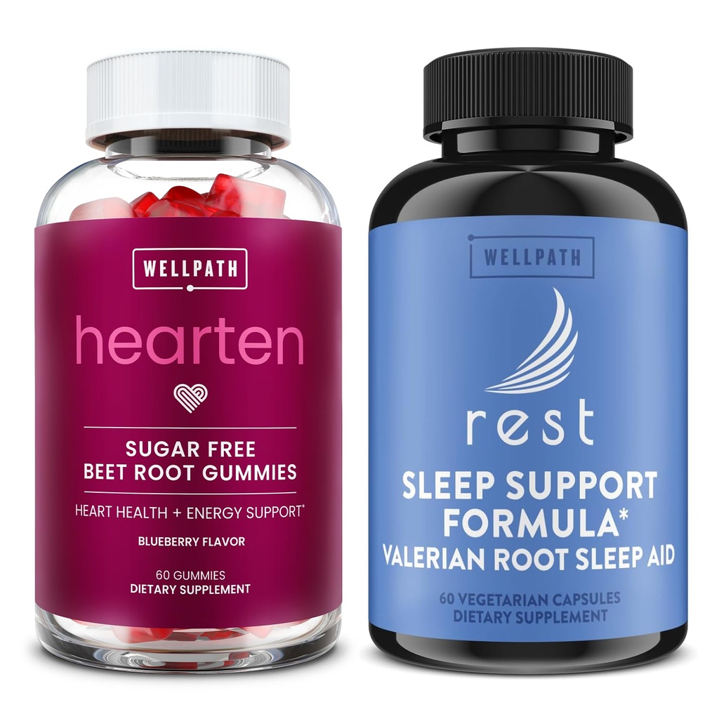WellPath Beet Root Gummies (Sugar Free) 1500 mg – Blueberry Flavor for Blood Pressure Support and Rest Valerian Root Sleep Aid for Adults with Melatonin & L-Theanine - Natural Sleep Support, 60 Ct