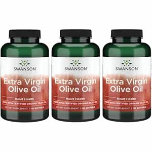 Swanson Extra Virgin Olive Oil - Natural Supplement Supporting Cardiovascular Health w/Essential Fatty Acids - Made w/Organic Cold-Pressed Olive Fruit - (120 Softgels, 1g Each) 3 Pack
