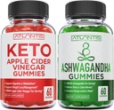 60 Keto Apple Cider Vinegar Gummies Advanced Weight Loss + 60 Ashwagandha Gummies - 1500MG Ashwagandha Per Serving