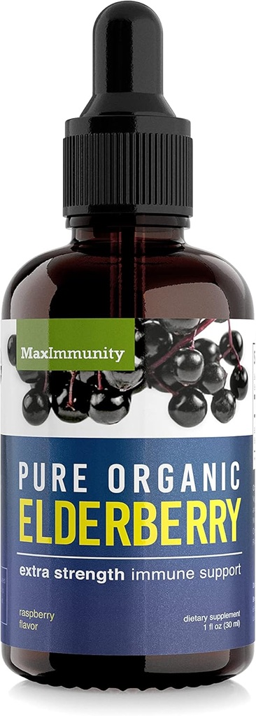 Organic Elderberry Syrup, 30 Day Supply, Black Elderberry Liquid for Immune Support, Sambucus Elderberry Syrup - Liquid Extract Drops for Kids & Adults - Extra Strength (1 Pack)