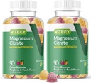 VITEEY Magnesium Gummies for Adults - 255mg of Magnesium Citrate Gummy for Calm, Sleep, Nerve & Muscle Function Support - Vegan, Gluten Free - 180 Count