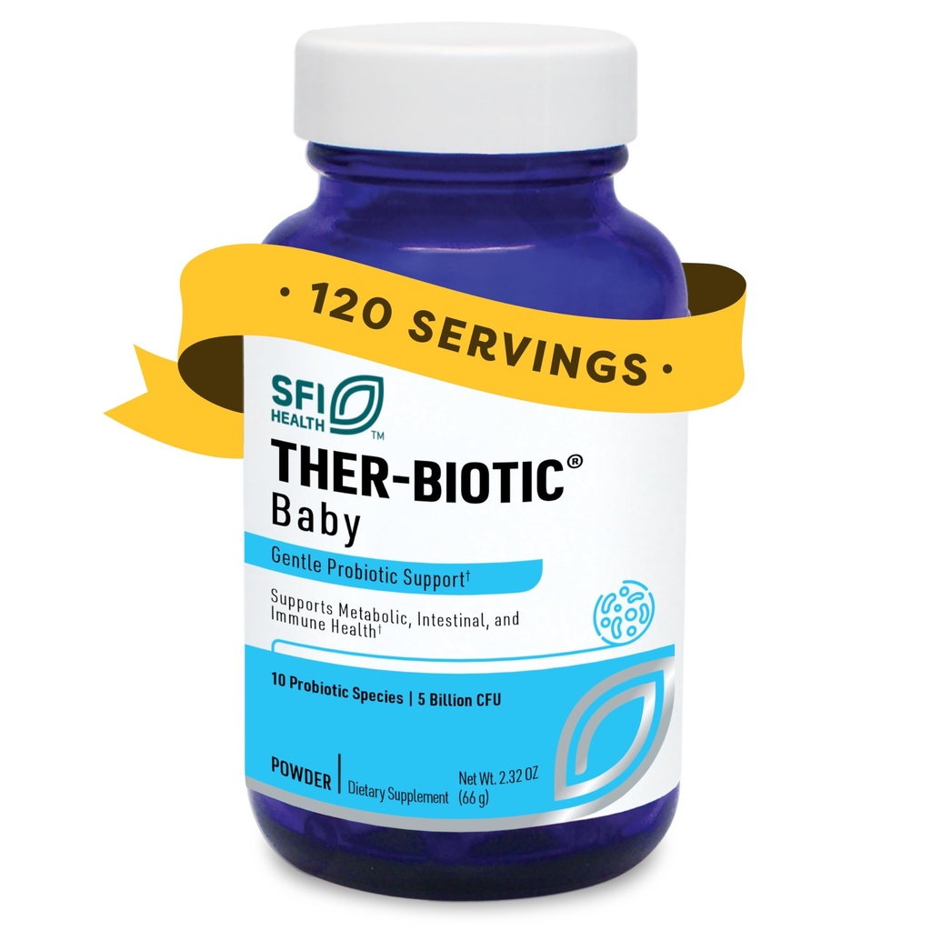 Klaire Labs SFI Health Ther-Biotic Baby Probiotic Powder - Probiotics for Kids with 10-Strains - 5 Billion CFU Infant Probiotic for Digestive Health and Immune Support (120 ct)