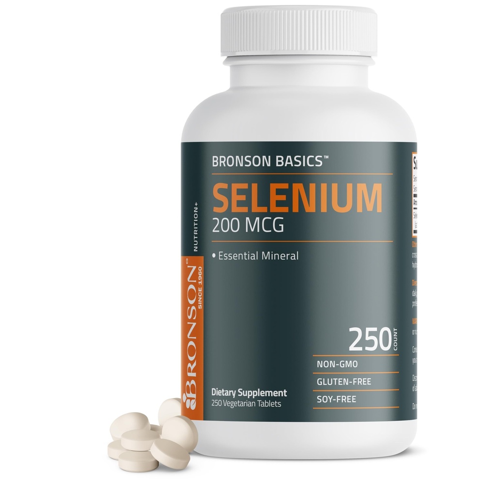 Bronson Selenium 200 mcg Immune & Antioxidant Support Essential Mineral, 250 Vegetarian Tablets