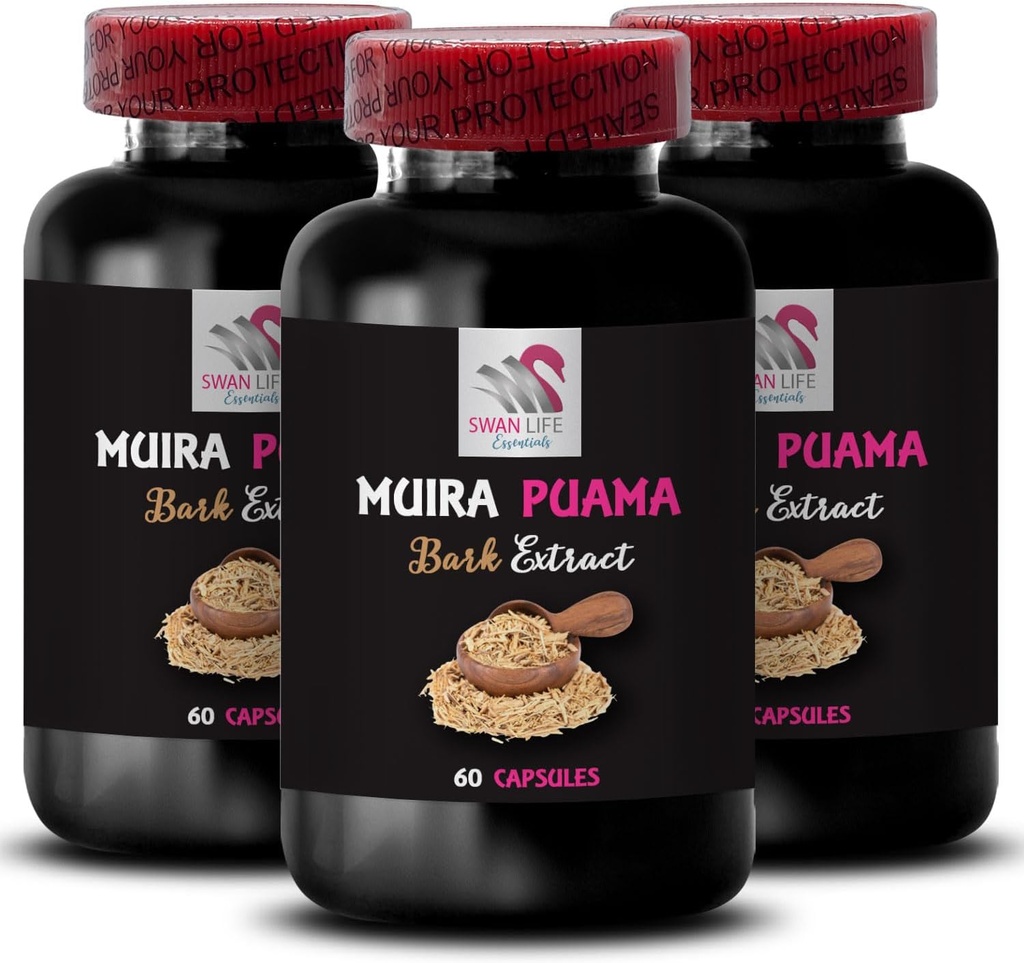Dynamic Energy Flow - MUIRA PUAMA BARK EXTRACT - Plant-Based Strength, Daily Energy Boost, Herbal Drive Activation, Adventure Fuel, Balance Lift, Everyday Support, Vital Boost 3 Bottles 180 Capsules