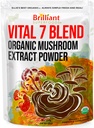 Ellie's Best 7 Mushroom Powder Extract Organic Blend - Reishi, Lion's Mane, Chaga, Turkey Tail, Cordyceps, Maitake & Shiitake - Double Extracted - Pure No Fillers - 8oz / 228 1g Servings……