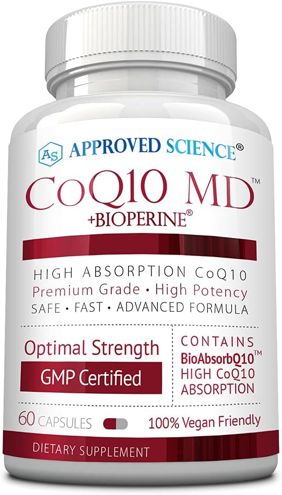 Approved Science® CoQ10 MD - Extra Strength 300mg Pure CoQ10 with BioPerine® for Faster Absorption - Optimal Support – 60 Vegan Capsules
