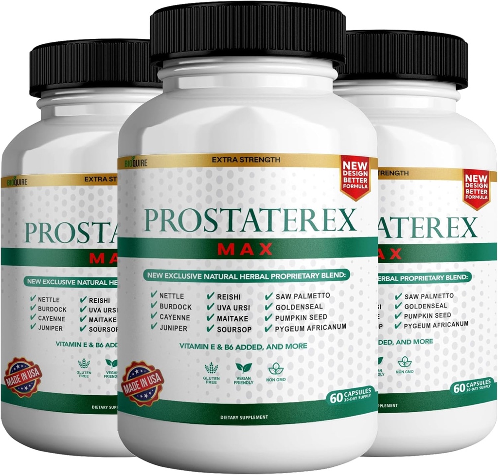 ProstateRex Max Extra Strength Prostate Health Support Supplement, Saw Palmetto, Vegan, Non-GMO, Gluten-Free – 180 Capsules (3)