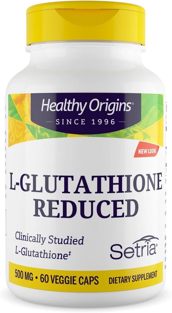 Healthy Origins L-Glutathione 500 mg (Setria, Non-GMO, Gluten Free, Antioxidant, Immune Support, Skin Support), 60 Veggie Caps