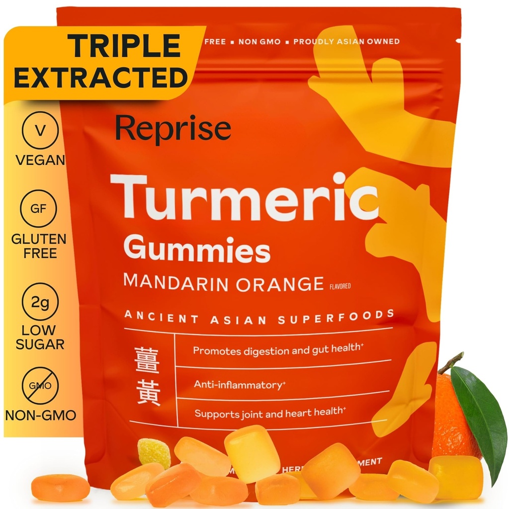 Turmeric Gummies for Women | Turmeric Supplement Gummies for Inflammation | Turmeric Gummies for Adults | Natural Curcumin, Low-Sugar, Vegan, Mandarin Orange Flavor, 45 Count