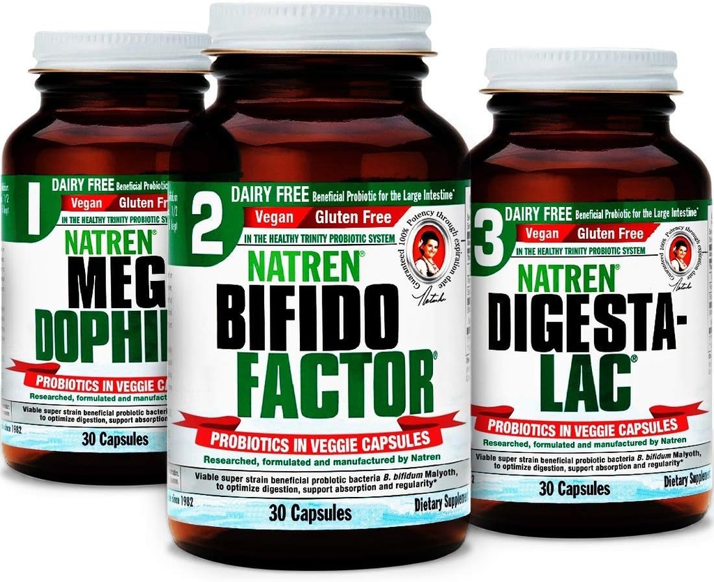 Natren Healthy Start System Dairy Free Probiotic Supplement System for Improved Digestion, 30 Capsules (Pack of 3)