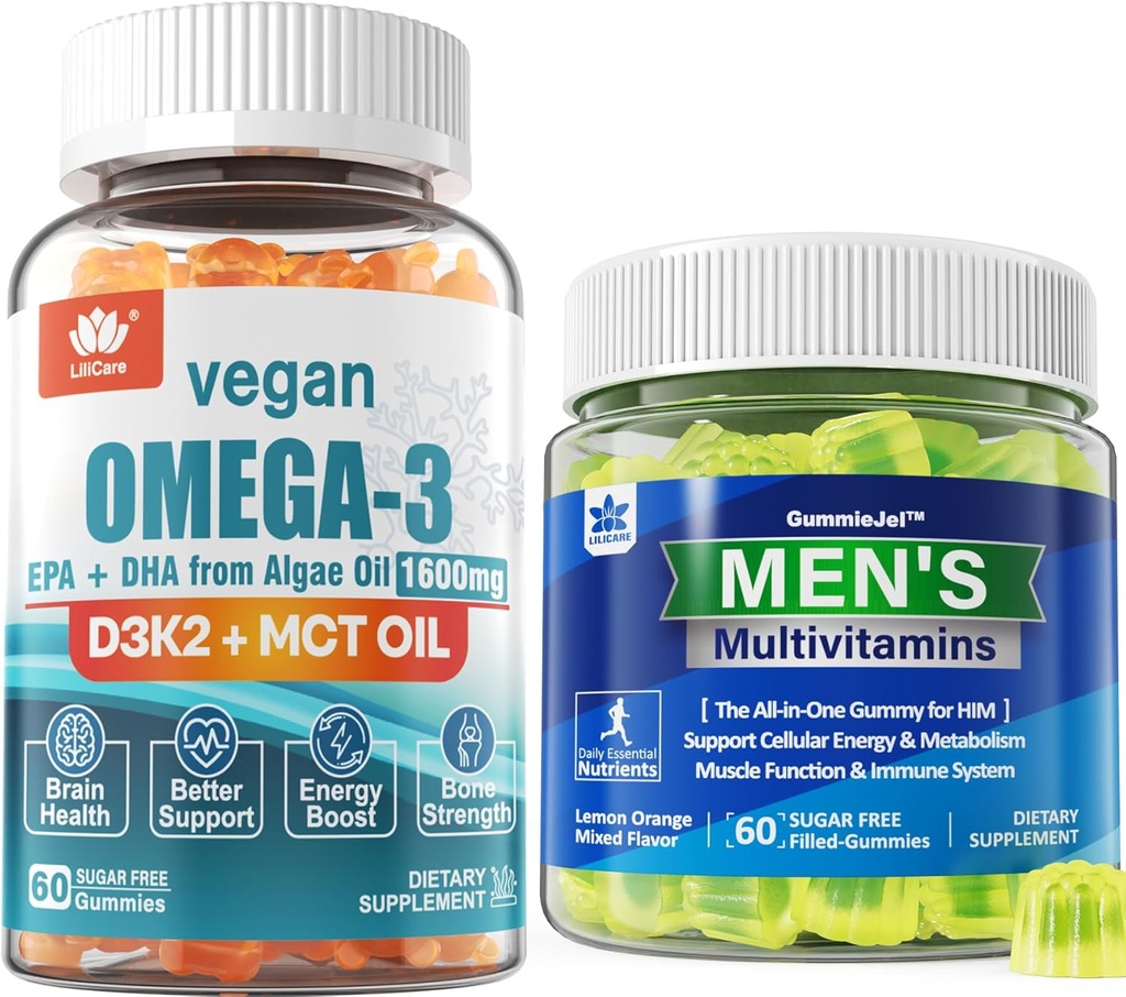 Mens Multivitamins Gummies Vegan Omega3 Gummies 1280mg