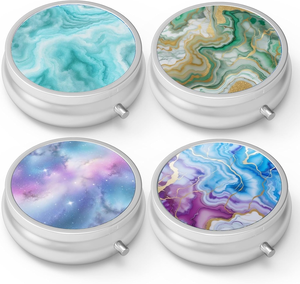 Pill Box 3 Compartment Small Pill Case,Portable for Pocket or Purse Pill Organizer Pill Container Holder to Hold Vitamins, Medication, Fish Oil and Supplements(4PCS)