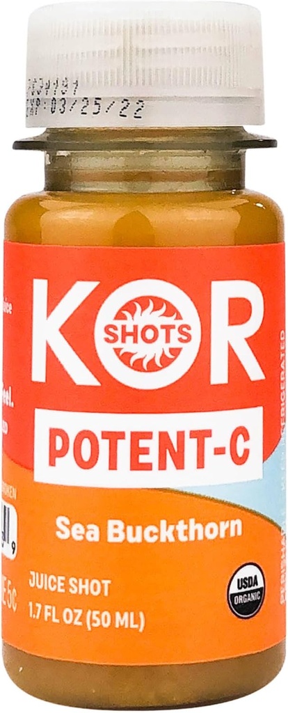 KOR Shots Sea Buckthorn and Baobab Shot - 1.7 Fl Oz - Potent C - Superfoods Vitamin C Shot - USDA Certified Organic