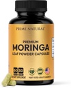 Moringa Powder Capsules - Pure Moringa Powder, Energy, Skin, Immune & Gut Health Superfood, Rich in Antioxidants, Essential Vitamins & Amino Acids, Natural Green Superfood Supplement - 60 Count