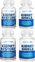 Kidney Restore & Kidney Shield 4-Pack Bundle Pills - Natural Kidney Support Supplement for Kidney Cleanse Detox & Repair - Comprehensive Renal & Kidney Health Supplement to Support Kidney Function
