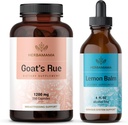 HERBAMAMA Goat's Rue and Lemon Balm Kit - Bundle of 1200 mg Goat's Rue Capsules & Lemon Balm Liquid Drops 4 fl oz - Vegan, Non-GMO, Sugar & Alcohol-Free - 2 Pack