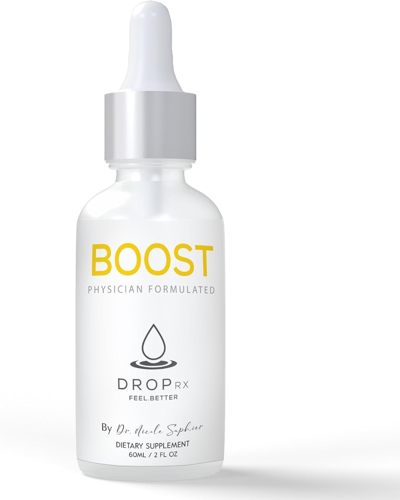 DropRx Boost by Dr. Nicole Saphier – Maca Root, Ashwagandha, Lions Mane & Peppermint Leaf Extract for Vitality Support, Non-GMO, Vegan, Gluten-Free, Kosher, Made in USA (2 Fl Oz)