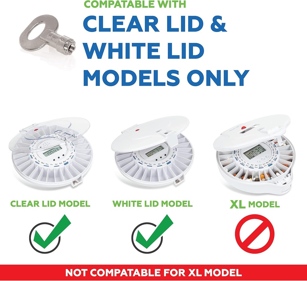 Replacement Key for Automatic Pill Dispenser, Electronic Medical Organizer with Light & Alarm Reminders (for Med-E-Lert ONLY)