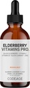 Codeage Elderberry Vitamins Pro - Organic Black Elderberry Liquid Drops - Vitamin C, D3, Zinc, Black Currant - 2-Month Supply - Black Sambucus Liquid - Supplement for Adults & Kids - 4 fl oz