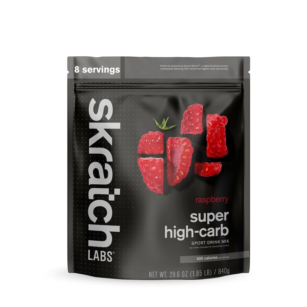 Skratch Labs Super High-Carb Hydration Powder | Carbohydrate Powder with Cluster Dextrin and Electrolytes | Endurance Energy Drink | Raspberry (840 Grams) | Non-GMO, Gluten Free, Vegan, Kosher