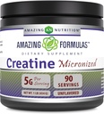 Amazing Formulas Micronized Creatine Monohydrate Powder Supplement | 5000 mg Per Serving | Ideal Pre & Post Workout Supplement | Made in USA (1 LB, Unflavored)