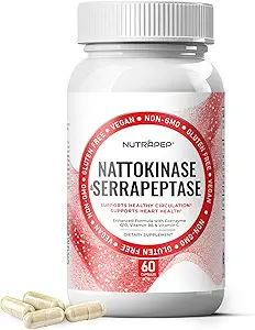 Nattokinase 2000 FU Serrapeptase 240000 SPU Supplement - Enhanced with Coenzyme CoQ10 Vitamin B6 Vitamin C Black Pepper Extract - Nattokinase 400mg Capsule for Men Women