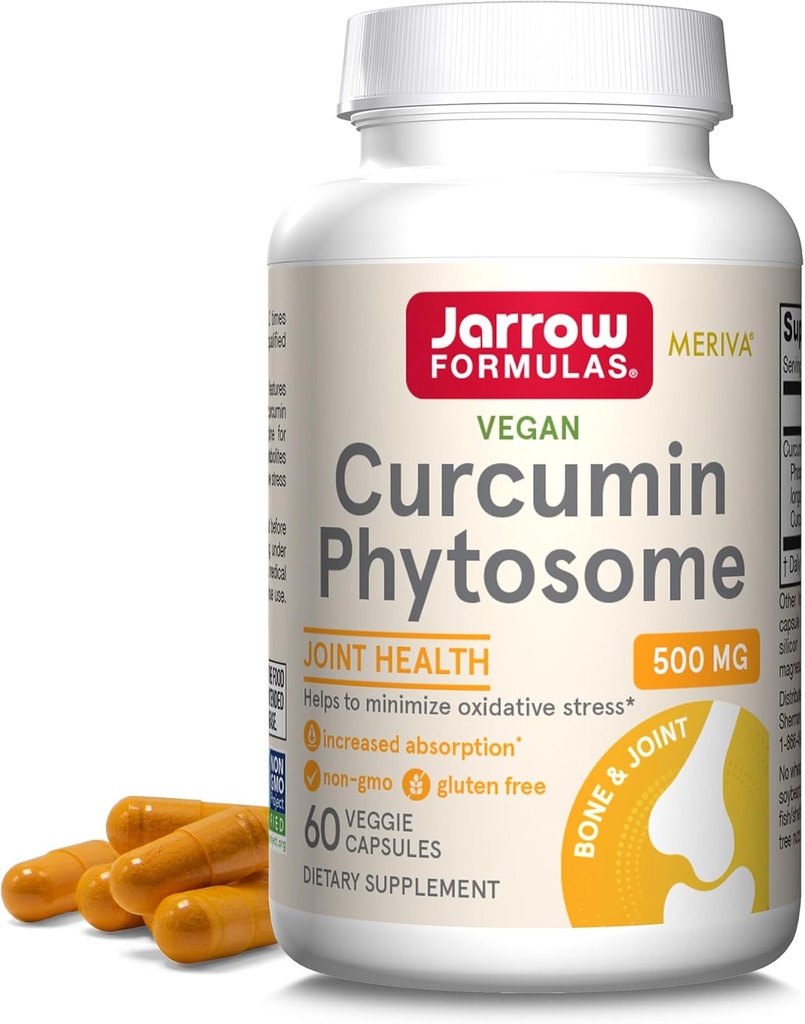 Jarrow Formulas Curcumin Phytosome 500 mg - 60 Veggie Capsules - Formulated with Meriva - Antioxidant Support Supplement - Joint Health & Support - 60 Servings