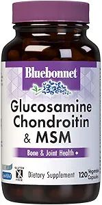 Bluebonnet Nutrition Glucosamine Chondroitin & MSM, Glucosamine, Bone & Joint Health*, Non-GMO, Gluten-Free, Soy-Free, Dairy-Free, 120 Vegetable Capsules, 40 Servings