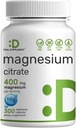 Magnesium Citrate 400mg Per Serving, 300 Veggie Capsules – Chelated, Easily Absorbed, Purified Trace Mineral – Muscle, Heart, & Digestive Support – Non-GMO