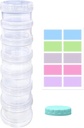7 Day Pill Organizer Case Stackable Weekly Supplements Vitamins Pills Holder Dispenser Large Clear Transparent with Extra Lid