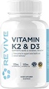 REVIVE MD Vitamin D3 & K2 - Supports Bone Health & Muscle Strength - K2 & D3 Vitamin Supplement for Women & Men Health & Brain Function
