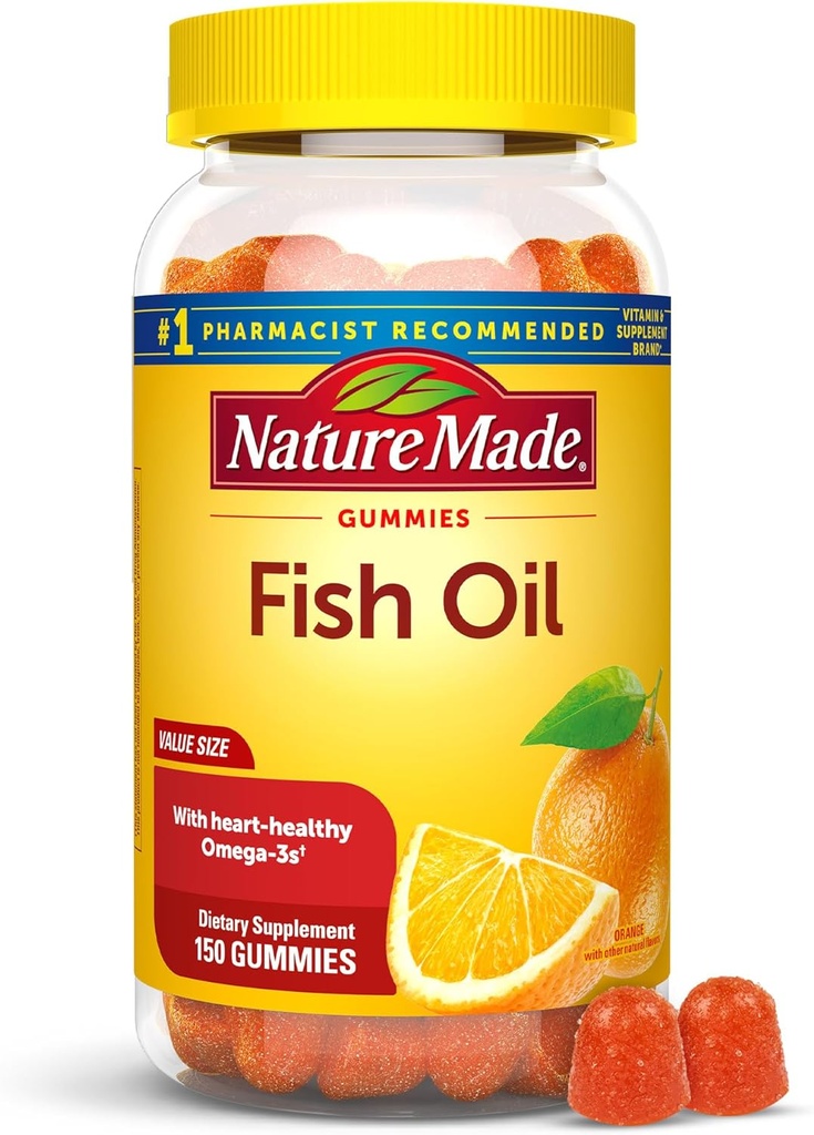 Nature Made Fish Oil Omega 3 Gummies, Omega 3 Fish Oil Supplements, Healthy Heart Support, 150 Gummies, 75 Day Supply