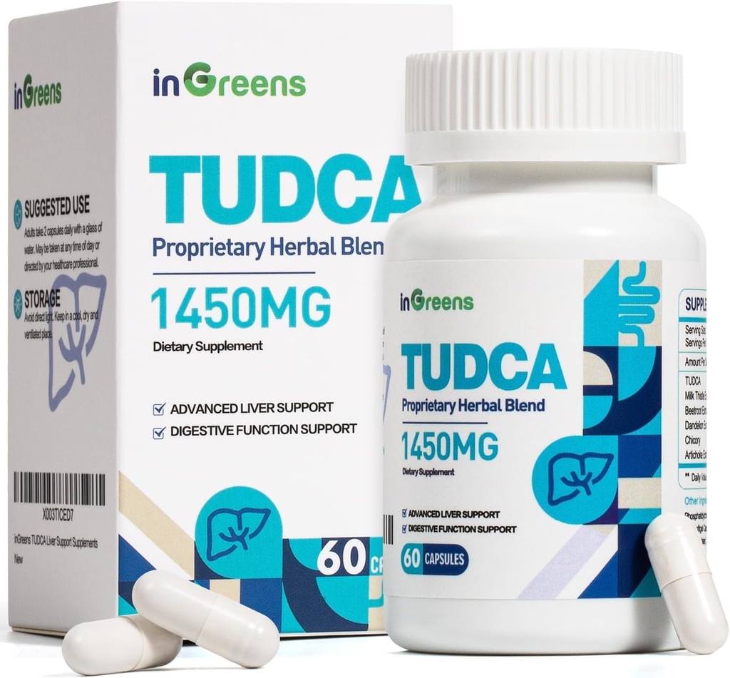 1450MG TUDCA Liver Supplement, Bile Salts Liver Support Supplement Complex, Liver Health for Liver Kidney Cleanse Detox and Repair, 60 Capsules