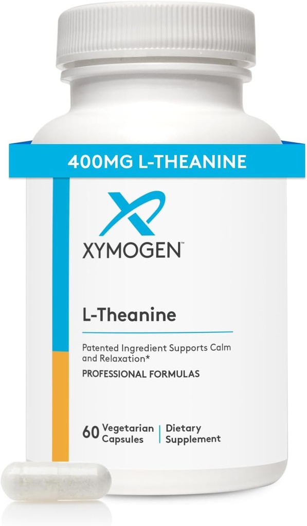 XYMOGEN L-Theanine - Patented Suntheanine L theanine 400mg Per Serving - Amino Acid Supplement to Support Calm + Relaxation Without Drowsiness, Liver Health (60 Capsules)