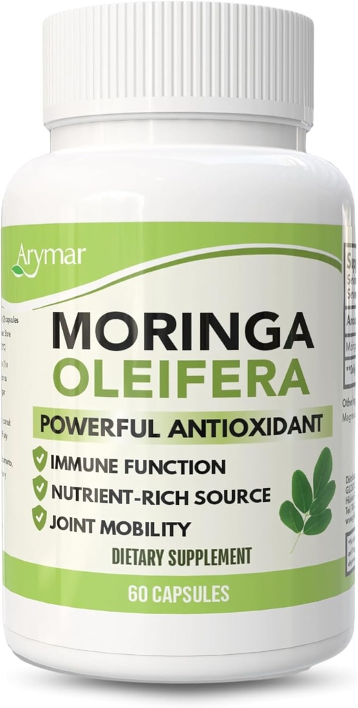 Arymar Moringa Oleifera 630mg - 60 Capsules - Antioxidant-Rich Supplement for Overall Wellness