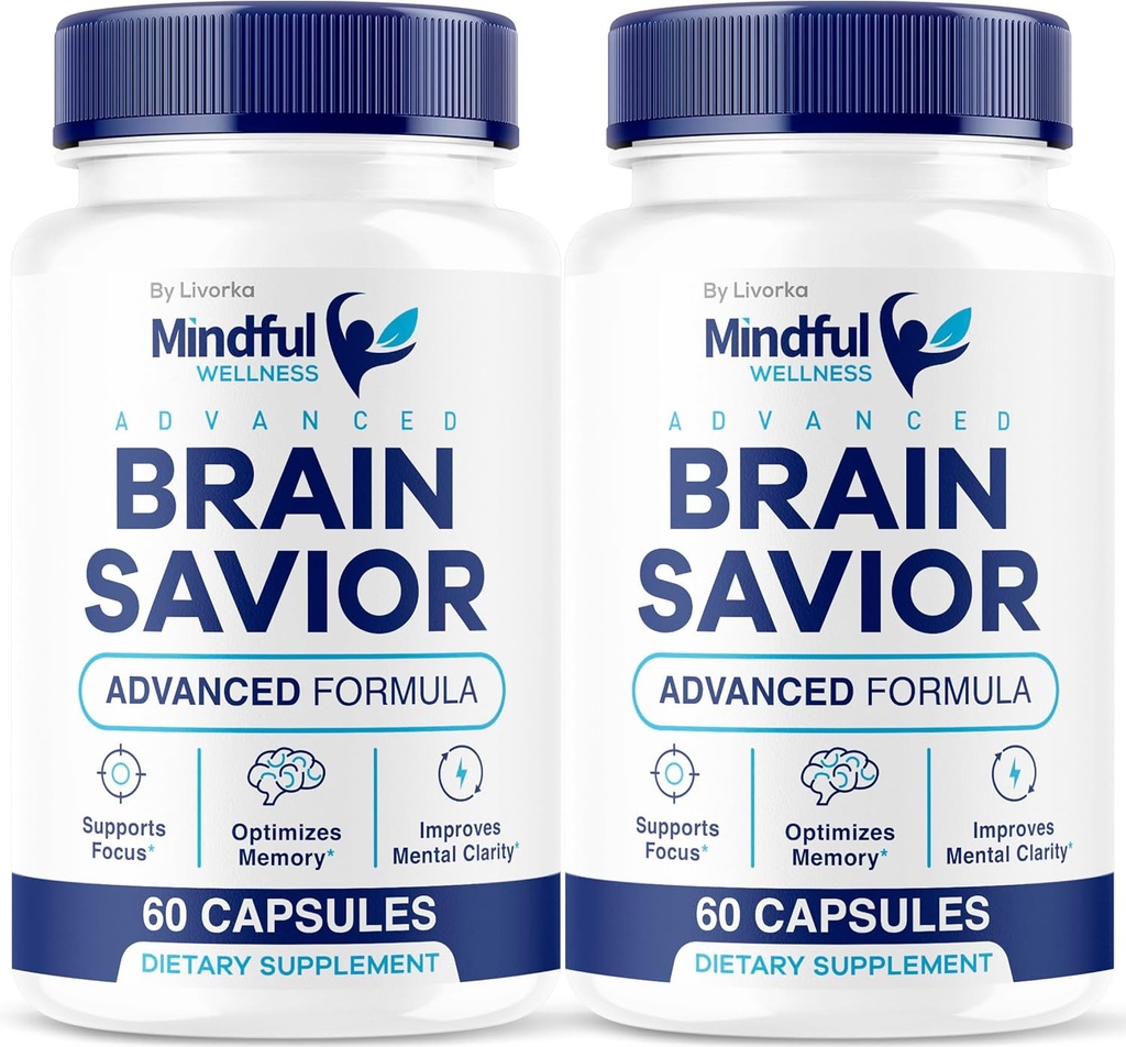 (2 Pack) Mindful Wellness Advanced Brain Savior Capsules, Official Mindful Wellness Supplement Pills, Mindful Wellness Support Capsules Premium Formula - All Natural Pills, 120 Capsules for 2 Months