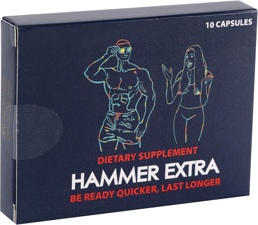 Hammer Extra Fast Acting Male Performance Supplement for Men | Horny Goat Weed, Tongkat Ali, Ginseng, Maca, Tribulus, Ashwagandha, Vitamin B6 & Magnesium | Energy, Stamina & Endurance Support