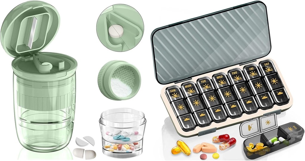 Pill Organizer 3 Times A Day - GloDeals Weekly Pill Organizer 3 Times A Day, Large Pill Box 7 Day Medicine Organizer Pill Case, Pill Container Holder, Daily Pill Box 3 Times A Day, for Vitamin, White
