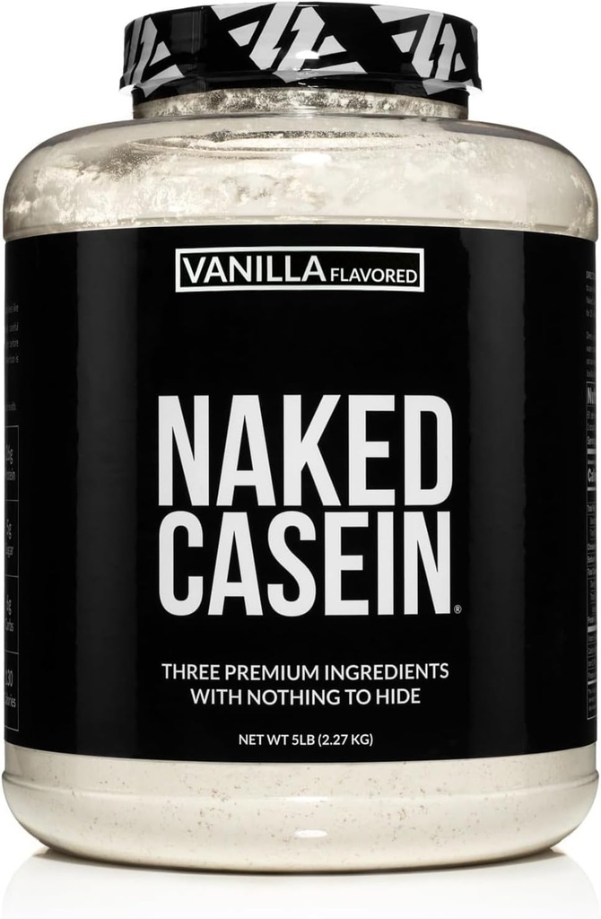 NAKED Casein - Vanilla Micellar Casein Protein - 5 Pound Bulk, GMO-Free, Gluten-Free, Soy-Free, Preservative-Free - Stimulate Muscle Growth - Enhance Recovery - 61 Servings