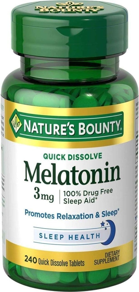 Nature's Bounty Melatonin 3 mg Tablets 240 Tablets (Pack of 4)