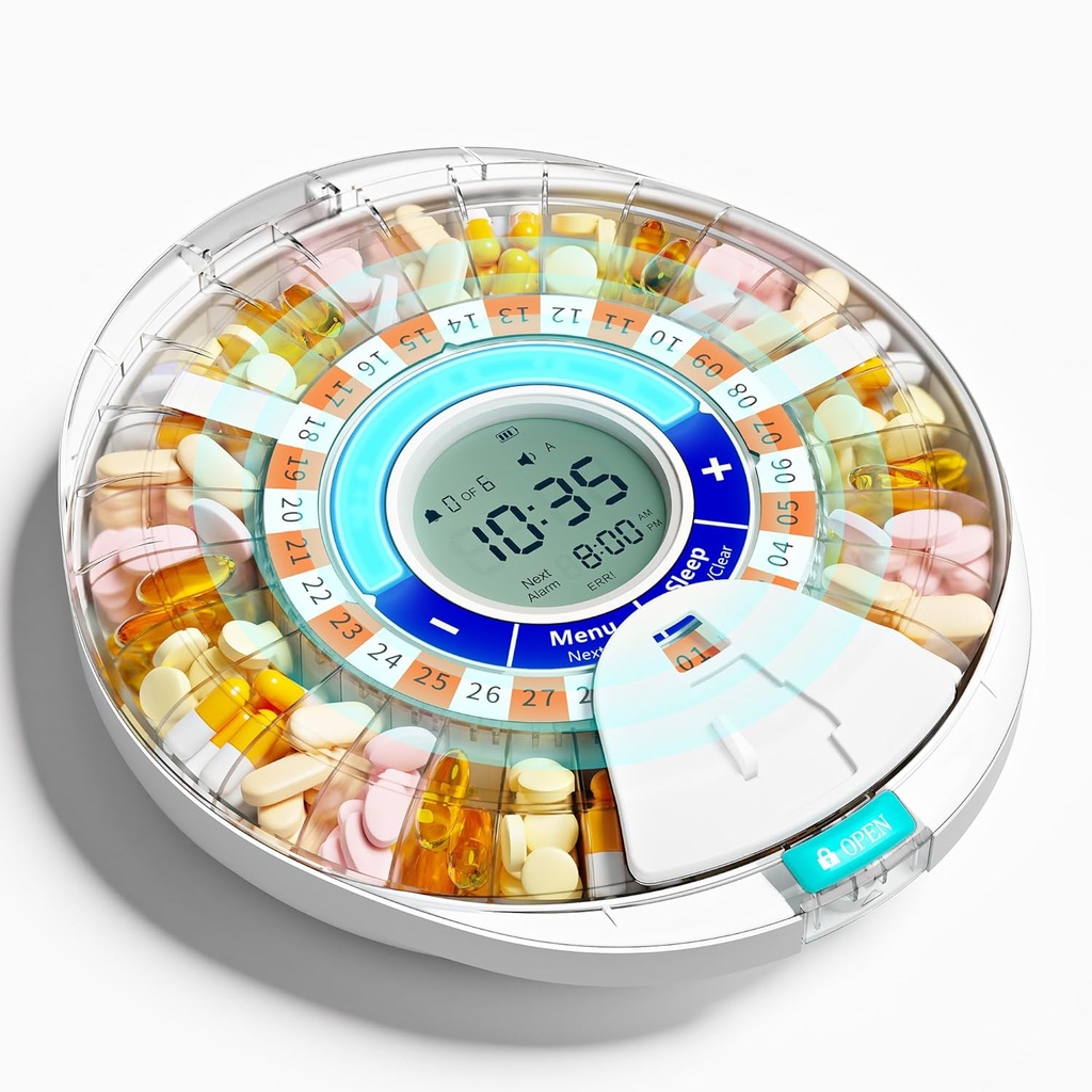 Upgraded Automatic Pill Dispenser for Elderly with Alarm: Smart Pill Dispenser Machine with 28-Slot, Mix-Proof Tech & XL LCD, Enhanced Durability for Daily Medicine Management