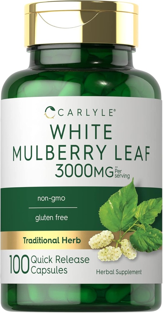 Carlyle Mulberry Leaf Extract | 3000mg | 100 Capsules | Non-GMO and Gluten Free Herbal Supplement