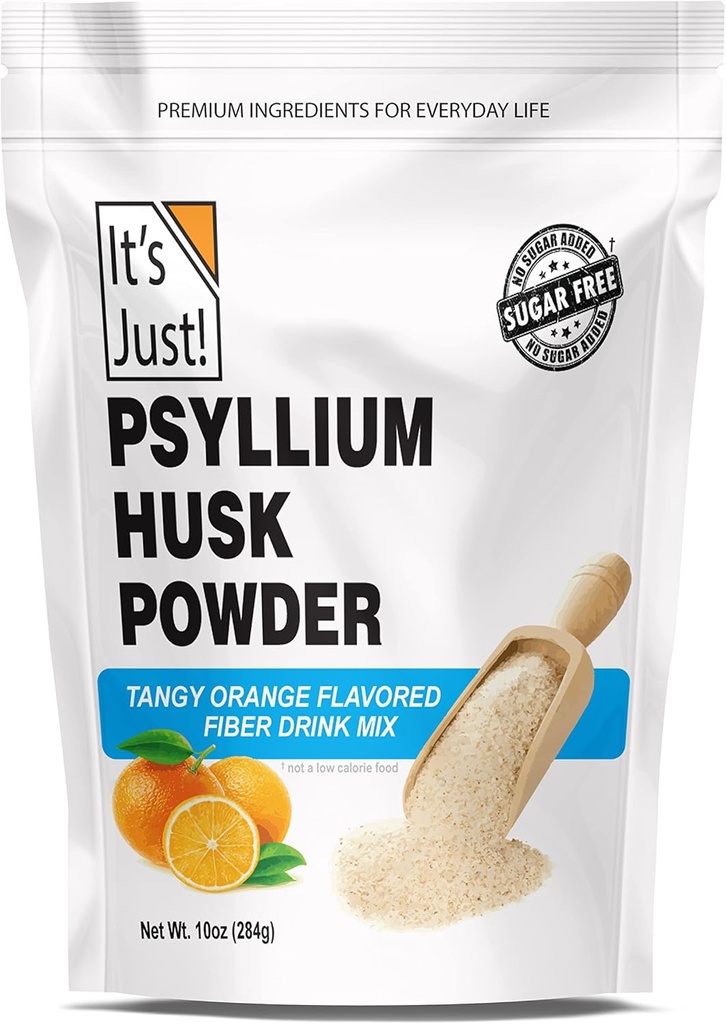It's Just! - Psyllium Husk Powder, Easy Mixing Dietary Fiber, Cleanse Your Digestive System, Finely Ground Powder, Ideal for Keto Baking, Non-GMO (Tangy Orange, 10oz (Pack of 1))