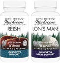 Host Defense Bundle with Reishi Capsules, 60 Count & Lion's Mane Capsules, 60 Count - Support Heart & Immune Health - Support Brain Health, Memory & Focus*