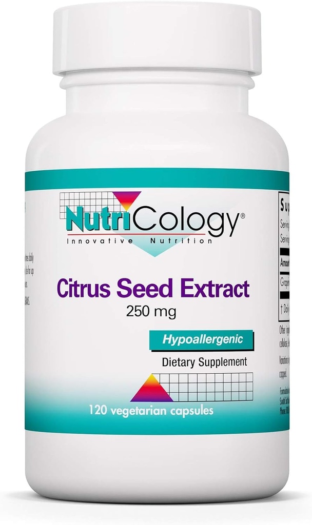 Nutricology Citrus Seed Extract Supplement - Grapefruit Seed Extract 500mg, Supports Metabolic Function, Contaminant Free, Vegetarian Capsules - 120 Count