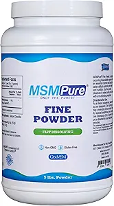 KALA HEALTH MSMPure Fast Dissolving Fine MSM Powder Crystals – US-Made MSM for Joint Health, Skin Appearance, and Hair & Nail Support – 5 lb, Organic Sulfur
