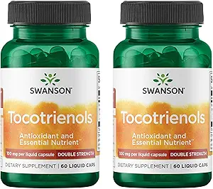 Swanson Double Strength Tocotrienols - Antioxidant - (60 Liquid Capsules, 100mg Each) 2 Pack