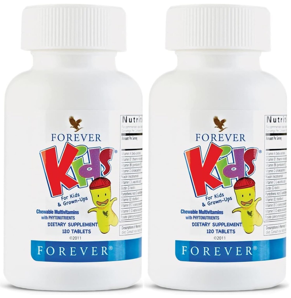 Forever Living - Kids Chewable Multivitamin - Grape Flavor for Healthy Growth and Development - No Artificial Flavors - 120 Tablets (Pack of 2)